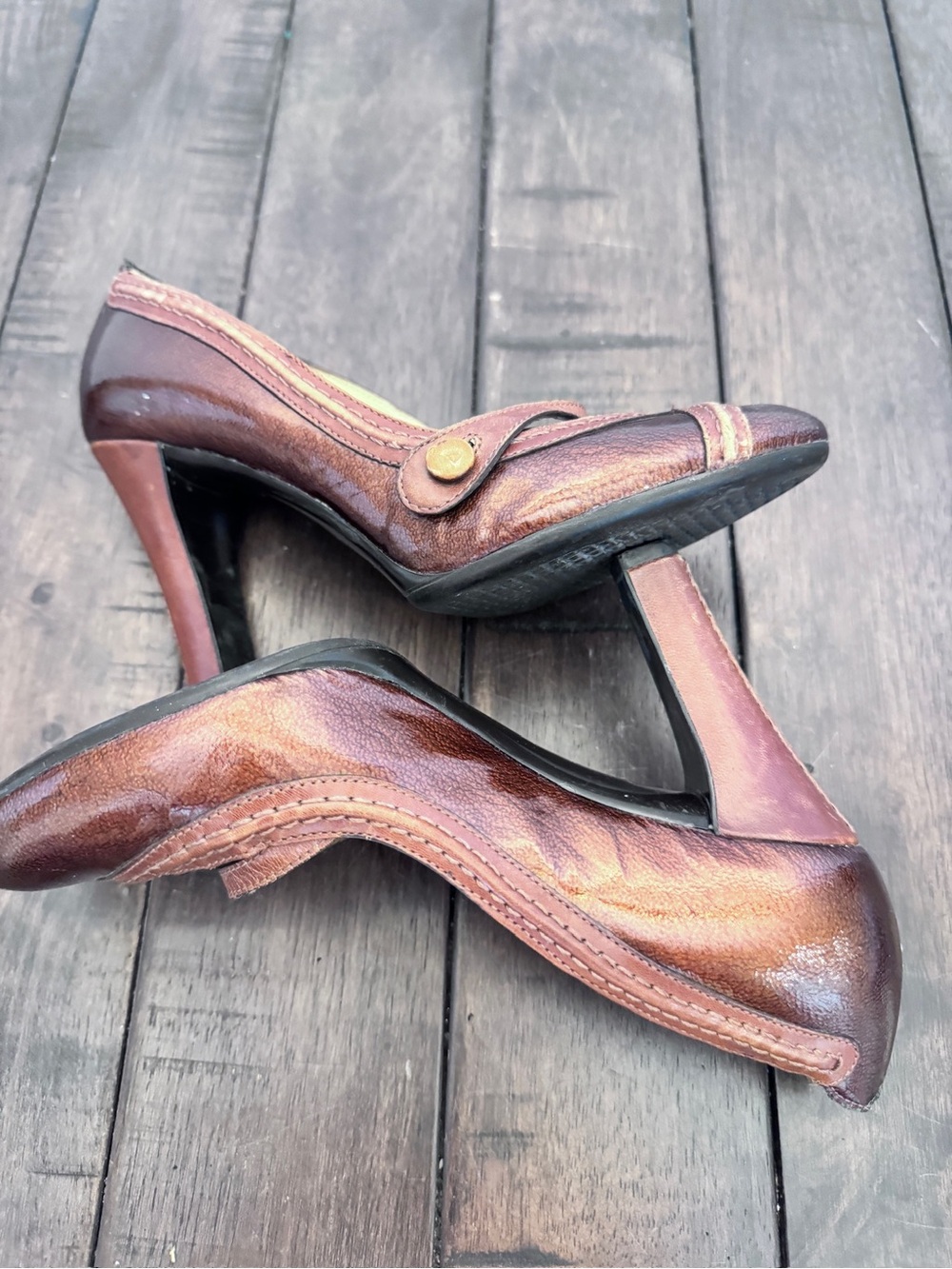 Vtg Cole Haan Mary Jane Stacked Button Strap Pump Heel Women’s Size 5.5 - Picture 9 of 13